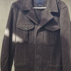 Banana Republic Men's Dark Brown Military Jacket. 99% WOOL